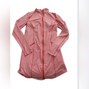 Duluth Trading Co Womens Pier Genius Full Zip Tunic Size X Small Orange Stripes